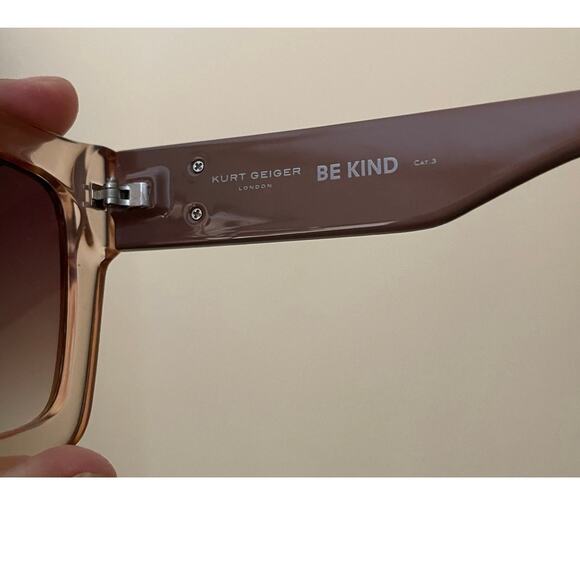 New Kurt Geiger London Womens Crystal Tan/Brown Gradient Square Sunglasses - Picture 9 of 15